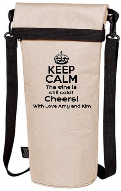 Beige koeltas voor fles gepersonaliseerd - wijn - gepersonaliseerd cadeau - wijnfles koeltas