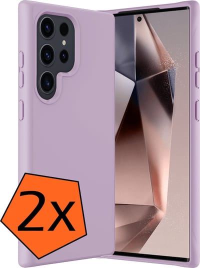Hoes - 2 Stuks - Geschikt voor Samsung Galaxy S24 Ultra - Sterk & Shockproof - Case Siliconen - Back Cover - Telefoon Hoes - Lila
