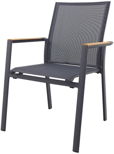 Utah stapelbare tuinstoel - Antraciet - Teak armleuning
