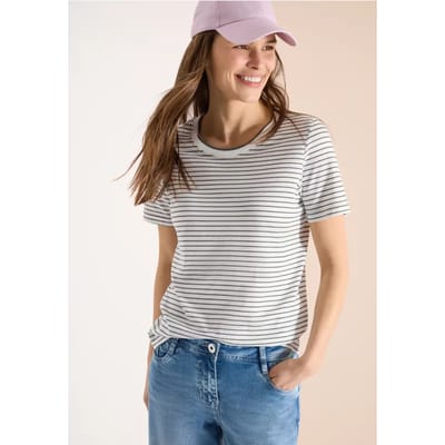 Shirt met korte mouwen, ronde hals en strepen