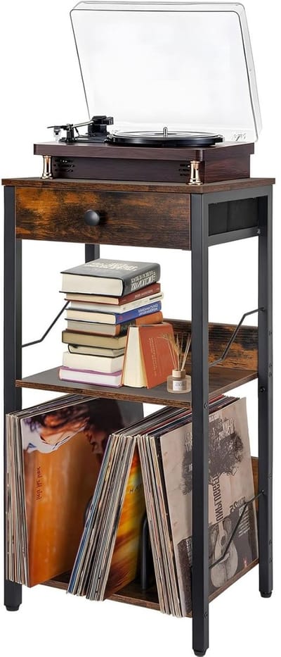 KAD® Platenspeler Kast - LP Opbergsysteem - Lp kast - Platenspeler Meubel - Vinyl Kast - Zwart - 30cm x 40cm x 75cm