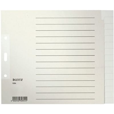 Leitz 1224 Register Din A4 Bovenbreedte Blanco Manila Papier Grijs 15 Tabbladen 12240085