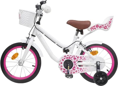 Kinderfiets Met Zijwieltjes - Kinderenfiets Stadsfiets - Leren Fietsen - Verstelbare Handvatten Zadel - 16 Inch - Wit
