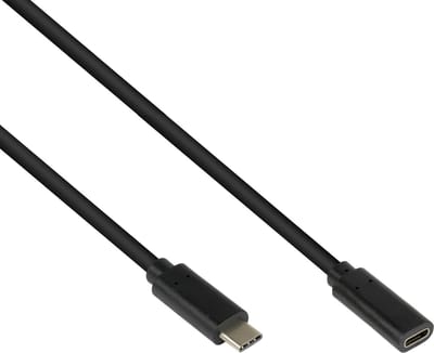 USB-C naar USB-C verlengkabel - USB3.2 (tot 10 Gbit/s) - PD tot 20V/5A - video tot 4K 60Hz / zwart - 1 meter
