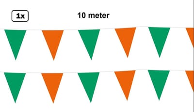 Vlaggenlijn oranje/groen 10 meter - Meerkleurig - vlaglijn festival blok vlaglijn thema feest festival verjaardag landen