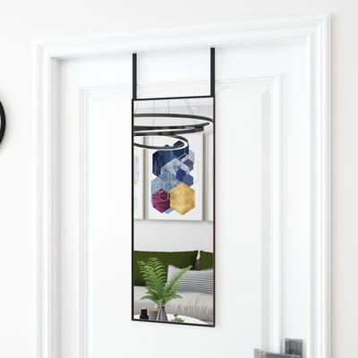 vidaXL - Deurspiegel - 30x80 - cm - glas - en - aluminium - zwart