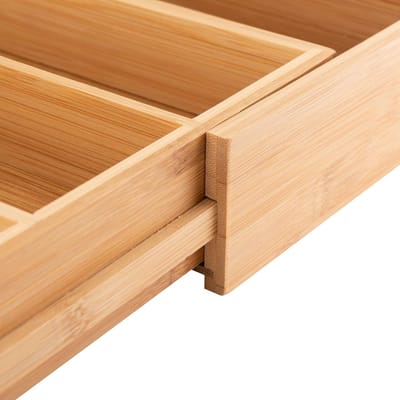Famanu – Bestekbak - bamboe - bruin - 48,5 x 37 x 5,3 cm - duurzaam - verstelbare verdeling - geschikt voor keukenladen