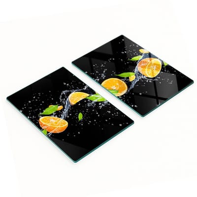 Decoratieve snijplanken van gehard glas voor sinaasappels en water, 2x40x52 cm