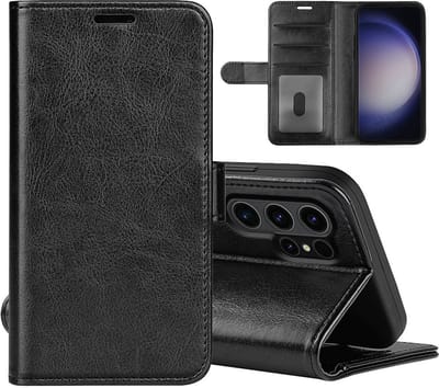 MobyDefend Hoesje - Geschikt voor Samsung Galaxy S24 Ultra - Wallet Book Case (Sluiting Achterkant) - Zwart