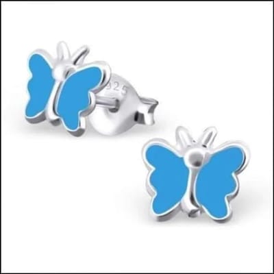 Aramat Jewels | Oorbellen | 925 Zilveren Vlinder Oorbellen 8mm Kinderen - Vlindertjes Oorstekers | Blauw-6x7mm | |8mm | Zilver | Kinderen | Verkleurd niet