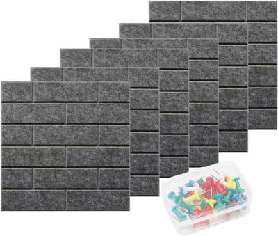 Dailygoods - Gohytal Groot vilten prikbord, zelfklevend, met 30 priknaalden, 6 stuks, 30 x 30 cm, memoborden, memoborden, memoborden, bulletin board, wanddecoratie voor kantoor, keuken, foto's, memo's, donkergrijs