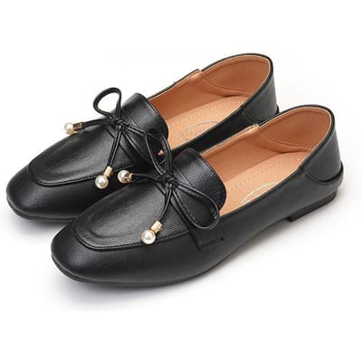 Platte Enkele Schoenen Dames Lente Nieuwe Britse Stijl Zachte Leren Schoenen Eén Pedaal Twee Manieren van Dragen Loafers 41