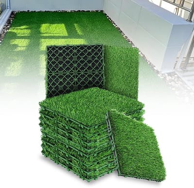 Kunstgras Tegels - Nep Gras Mat - Balkon en Terras Decor - Realistisch Uiterlijk - 30x30 cm - Groen