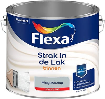 Flexa - Strak In De Lak Binnenlak Hoogglans - Misty Morning - Mengverf - 2,5 L
