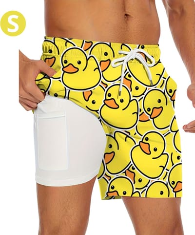 Nivard Zwembroek Heren - Zwem Broek Mannen - Badkleding - Zwemmen - Jongens - Swimming Shorts - Zomerbroek - Met Zakken - Geel - Maat S