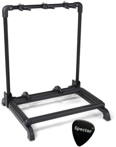 GEWA Multi Gitaar Standaard GS-103B – Voor 3 Instrumenten – Opvouwbaar – Zwart – Incl. Specter Plectrum