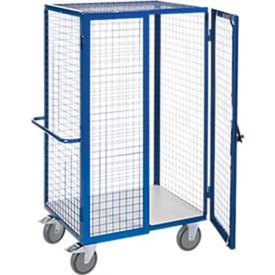 Kastwagen met ESD-roosterwanden met cilinderslot, 980 x 700 mm