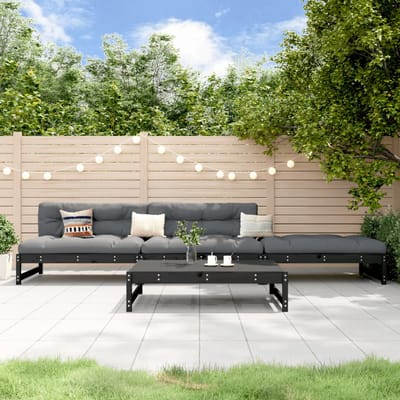 vidaXL - 4-delige - Loungeset - massief - grenenhout - zwart