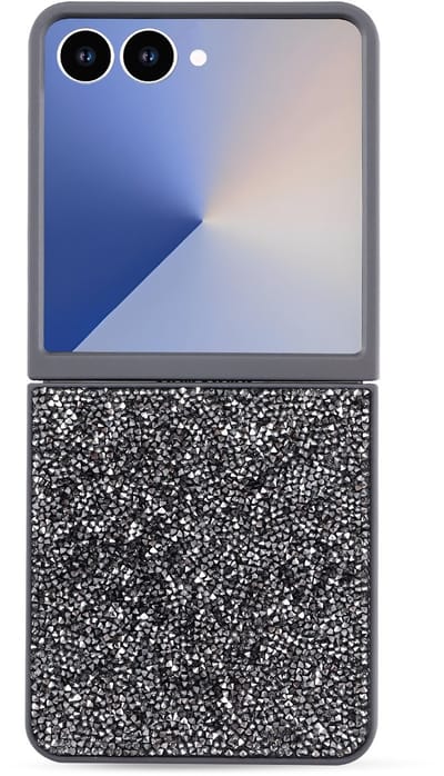 Casemania Hoesje Geschikt voor Samsung Galaxy Z Flip 7 - Grijs - Diamant Glitter Back Cover