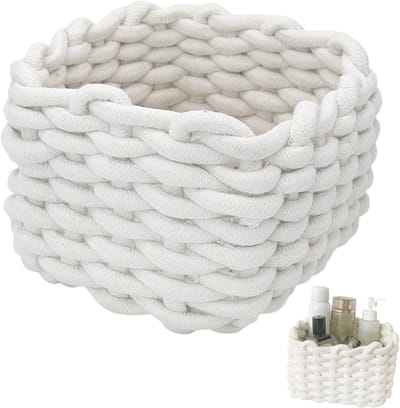 Opbergmanden, Witte Kleine Rieten Manden voor Thuis Badkamer Kasten Ladekast Kast Plank Dressoir