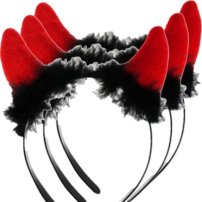 Halloween duivel hoorntjes - 6x - diadeem - rood - met pluche - themafeesten