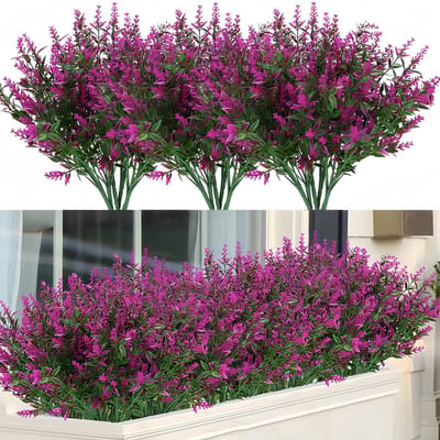Dailygoods- Kunstplanten 12 Bundels - Kunstbloemen voor Buiten - Balkon Decoratie - Kunstplanten voor Binnen - Lavendel - Fijne Afwerking - Buitenplanten