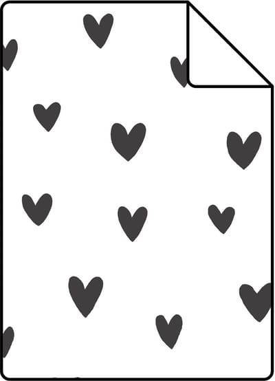 Proefstaal ESTAhome behang hartjes zwart wit - 26.5 x 21 cm - 139361-S