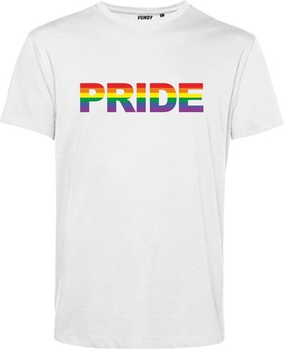 T-shirt PRIDE Regenboog | Gay pride shirt kleding | Regenboog kleuren | LGBTQ | Wit | maat XS