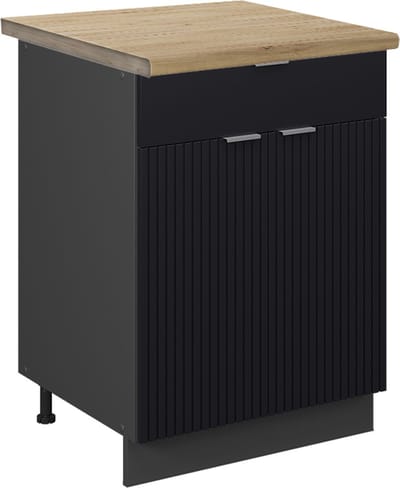 Vicco Fame-Line Keukenonderkast – 60 cm met lade, WB Eik Zwart gestreept