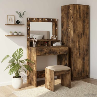 vidaXL - Kaptafel - Rook - Eiken - 75,5 - x - 41 - x - 135 - cm - Bewerkt - hout