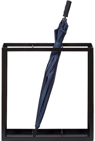 Atmooz - Parapluhouder Yucur met 3 vakken met lekbak - Rechthoekig - Paraplubak/Standaard - Voor binnen -Zwart - Hoogte 65cm - Metaal