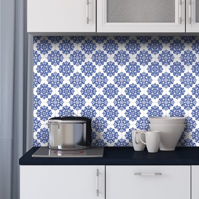 Zelfklevende tegelmuurstickers voor keuken en badkamer - 30 Boheemse Callia cementtegelstickers - 30 stickers 15x15cm