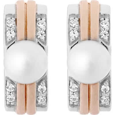 Orphelia 'Lea' Vrouwen 925 Sterling Zilveren Stud Oorbellen - Zilver/Roze ZO-7284