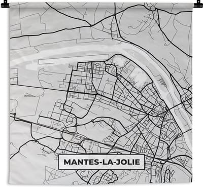 Wandkleed - Wanddoek - Kaart - Stadskaart - Frankrijk - Nantes-la-Jolie - Plattegrond - 180x180 cm - Wandtapijt