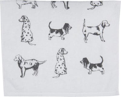 Clayre & Eef Gastendoekje 40x66 cm Wit Grijs Katoen Honden