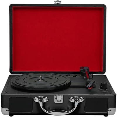 Draaitafel met luidsprekers Vintage fonograaf platenspeler Stereogeluid Zwart US-type EU Plug zwart