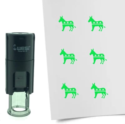 CombiCraft Stempel Ezel van de Democraten 10mm rond - groene inkt