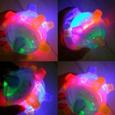 Muziek Springen Dansen Bal Speelgoed met Knipperende Lichten Interactieve Lichtgevende Stuiterbal voor Honden Katten Huisdieren Lichtblauw