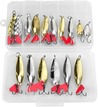 Dailygoods - DONQL Visaas metalen lepel hard aas set van 20 metalen visaas spinner aas vis drielingen tackle zalmbaars