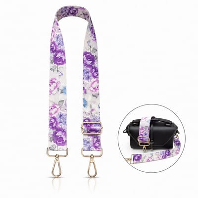 Luxamore® Verstelbare Tasriem – Schouderband & Crossbody Strap – Bloemenprint Paars/Wit – Universele Dames Tasband – Voor Handtas, Schoudertas & Cameratas – 68-135 cm