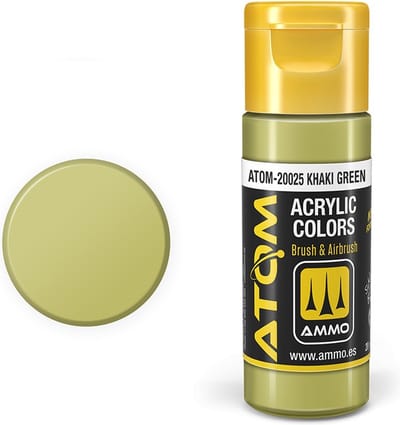 AMMO by Mig Jimenez Hobbyverf Acrylverf - MIG 20025 ATOM - Khaki Green - Acryl - 20ml Verf flesje - 20 ml