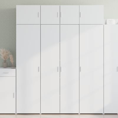 vidaXL - Hoge - kast - 80x42,5x185 - cm - bewerkt - hout - wit