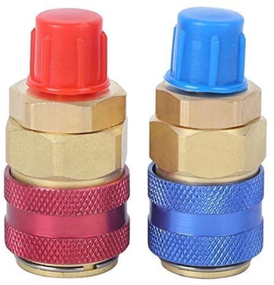 Store_8 - R134A Snelkoppeling - Adapter voor Airconditioning - Verstelbare Messing Connector - Rood en Blauw - Geschikt voor Diverse Toepassingen -...