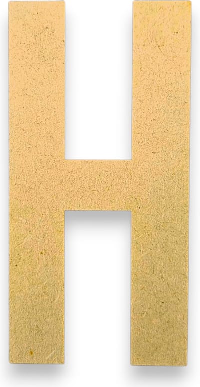 MGM Trading - H - Letters en Cijfers van MDF - 10 cm hoog - 9MM Dik - Beige - Laser gesneden - Per Stuk