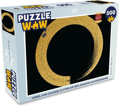 Puzzel Cirkel van gouden glitter op een zwarte achtergrond - Legpuzzel - Puzzel 500 stukjes