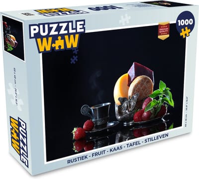 Puzzel Rustiek - Fruit - Kaas - Tafel - Stilleven - Legpuzzel - Puzzel 1000 stukjes volwassenen