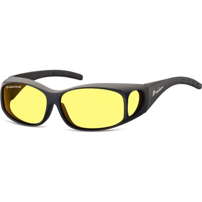 Montana Rechthoek Unisex Mat Zwart Geel Gepolariseerd MFO1 Fit Over Bril Nacht Rijden Zonnebril