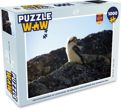 Puzzel Een kookaburra of lachvogel op een rots gedurende een zonnige dag - Legpuzzel - Puzzel 1000 stukjes volwassenen