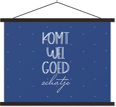 Posterhanger incl. Poster 40x30 cm - Schoolplaat - Get well soon - Quotes - Stippen - Textielposter - Zwarte latten