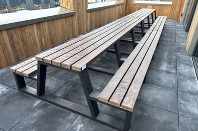 Rockwood® Picknicktafel Vlier - Zwaar Kunststof - Quartz Brown 3.60m